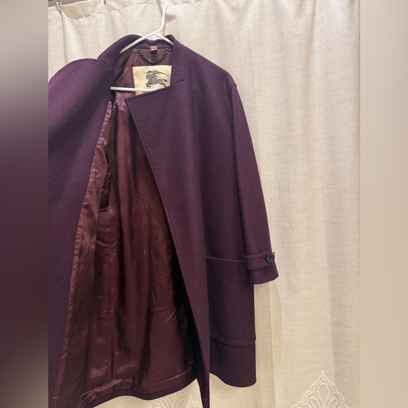 Burberry wool cashmere eggplant wrap coat - Picture 6 of 11